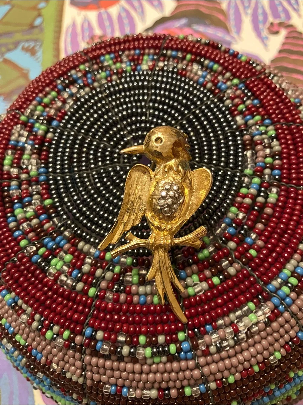 GOLD TONE BIRD BROOCH WITH PAVE RHINESTONES